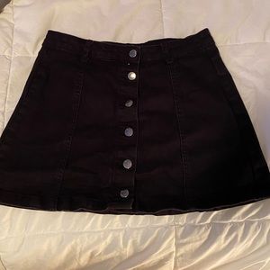 Black button down jean mini skirt